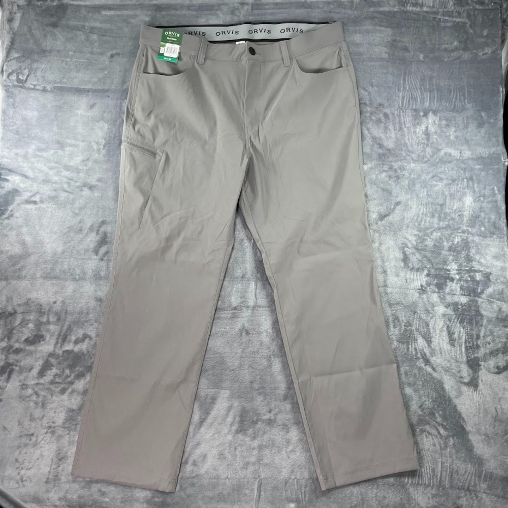 Orvis Tech Pants Mens 38x30 Gray Stretch Water Repellent Hiking Travel Outdoor
